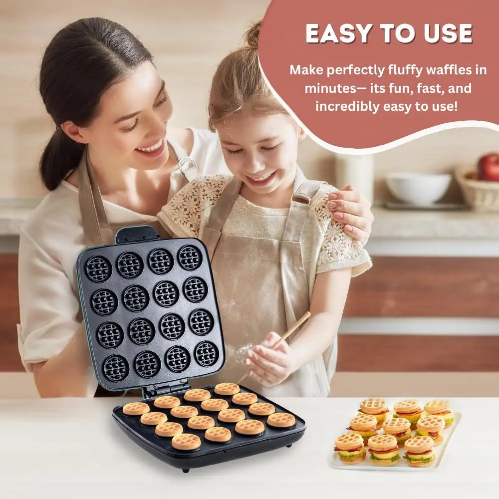 Mini Waffle Maker Machine - Macchina per Waffle a 16 Fori,